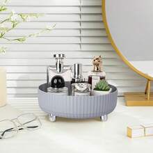1Makeup Perfume Organizer Tray 360 Degree Rotating Lazy Susan Skincare Lotion Organizer Spinning Cosmetics Storage For Dresser, Vanity, Bathroom Countertop, Small Ivory White - Grey - View 3