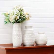 1 Pc Retro Milky White Kiln-Transformed Decorative Vase, Living Room Decoration Dry Flowers