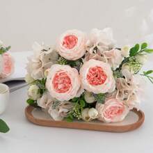 3 Bunches Artificial Peony Hydrangea & Chrysanthemum Bouquet, Real Touch Faux Flowers, Bridal Hand Bouquet,Home Office Decor, Flower Arrangements Artificial Centerpiece, Outdoor Garden Yard Wedding Birthday Bridal Shower Decor,Fall Decor,Autumn