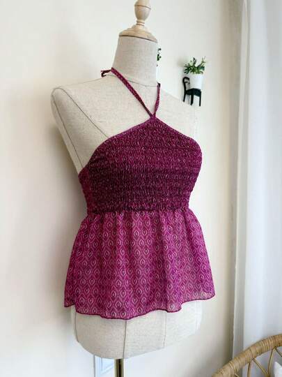 Camiseta de chica estampado de atar al cuello ,tejido fresquito nueva colección de verano .talla única S/M . entrega estimada 1-3dias laborable (península)