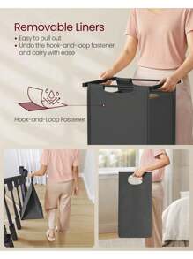 Laundry Basket, 2-Compartment Laundry Hamper, Pull-Out And Removable Laundry Bags, Laundry Sorter, Shelf, Metal Frame, 2 X 46L, 73 X 33 X 72 Cm, Grey