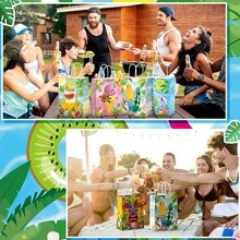 1 件/6 件/12 件/24 件夏季派对礼品袋，夏威夷主题纸质礼品袋带手柄，适用于夏威夷、热带、海滩、泳池派对、生日派对装饰、购物中心、夏季节日礼品袋 - 彩色 - 查看 2