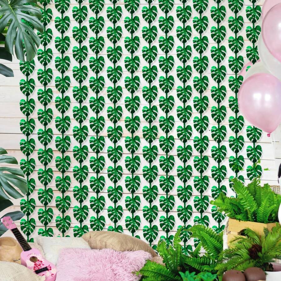 Tropical Luau Party Decorations Green Tropical Palm Leaves Photo Booth Prop Jungle Leaf Foil Fringe ,Photo Backdrop For Birthday Decorations Hawaiian Themed Dino Party