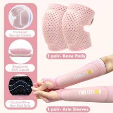 1 set - Manches de bras pour volley-ball - 1 paire + Genouillères épaisses à port ouvert avec éponge - 1 paire, Genouillères de danse épaissies pour le genou, Manches de bras avec coussinets et trou pour le pouce pour passe et frappe, Convient pour le volley-ball, hommes et femmes