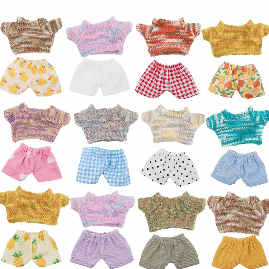 17厘米毛绒娃娃套装，多色，可爱服饰配件（不含娃娃）