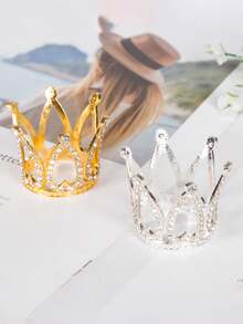 1PC Wedding Tiara Small Crown, Pearl Tiara Hair Crown, Birthday Cake Decoration Jewelry, Holiday Gifts, Wedding Bridal Headdress Supplies, Crowns, Bridesmaid Gifts, Bedroom Table Decorations, Graduation Gifts, Flower Decorative Accessories, Travel Accessories - Multicolor - View 7