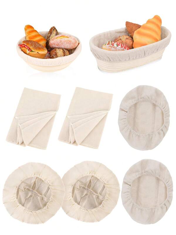 6 Pcs Bread Proofing Basket Cloth Liner, Rattan Baking Dough Basket Cover For Rolling Dough, Baguettes, Loaves, Pastry, Homemade Bread - Perfect For Holiday Baking, Party Prep, And Home Kitchen Use, Not Include Basket