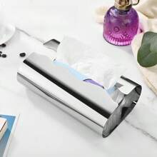 1pc Stainless Steel Elegant Rectangular Tissue Box Holder - Polished Finish, Perfect For Living Room, Bathroom & Dorm Decor School Supplies,Back To School