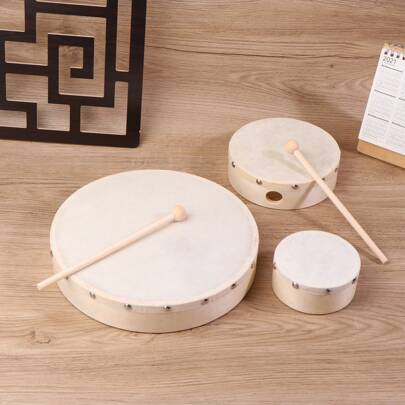 1PC Frame Drums 4/6/7/8/9/10 Inch Hand Drum Wood Drum With Drum Stick Set Musical Game Toy Percussion Instrument
