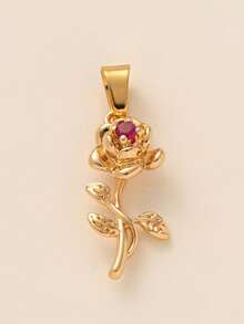 Cute Food Necklace Pendant, Food Rose Cherry Love Weather Cross Butterfly Cake Bread Pattern Rectangular Shape Pendant - Gold - View 6