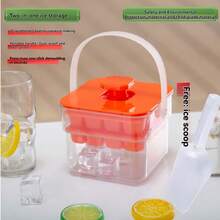 Bandeja de cubitos de hielo con tapa y caja de almacenamiento, bandejas de cubitos de hielo para máquina de hacer cubitos, moldes de hielo, recipiente para cubitos de hielo para bebidas (2 bandejas) y cubeta de hielo con pala para hielo