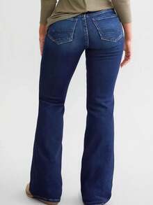 2025 New Women's Retro Micro Horn Jeans For Women's Casual Versatile Style - 藍色 - 查看 2