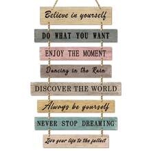 Motivational Office Sign Wooden Hanging Sign Positive Quotes Wall Decoration Room Wall Hanging Plaque Multi-Link Wooden Art Door Sign, Suitable For Living Room, Room, Holiday Gift Room Decor Bedroom Decor Home Decor - Multicolor - View 7