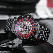 Dianpai Automatic Men's Watch, Luxurious Sports Wristwatch With Transparent Mechanism And Luminous Function, "Whirlwind" Model With Silicone Strap. - one-size - View 5