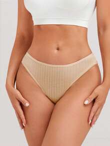 15-Piece Set Of Pure Cotton Striped Breathable, Lightweight, And Comfortable High-Waisted Women's Briefs, Suitable For Everyday Wear, Sports, And Holiday Outfits, Available In Autumn, Winter, Spring, And Summer Color Schemes. - Multicolor - View 5