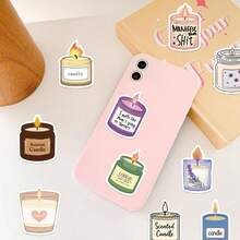 Bộ 50 miếng dán nến thơm chống thấm nước dễ thương cho bình nước máy tính xách tay ván trượt sổ lưu niệm phụ kiện, đồ dùng học tập, trở lại trường - Nhiều màu - Xem 10