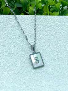 1pc Personalized Initial Necklace Stainless Steel Non Tarnish Women Letter Necklace