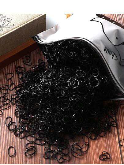 1000 Stück Nahtlose schwarze Leder-Haargummis, kleine Gummibänder, Haarschmuck, Kopfbedeckung, Einweg-Gummibänder, süße schwarze Haargummis, kleine Leder-Haargummis, Haarschmuck für Erwachsene, Haargummis, Haarseil