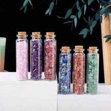 1 Peça Garrafa de Desejo de Pedras Preciosas de Cristal Curativo Natural, , Quartzo Rosa, Ametista, Garrafa à Deriva, Presentes de Casa para o Natal
