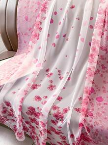 1pc Pink Chiffon Scarf For Women, Thin Lightweight Multifunctional Scarves Shawl Wraps Suitable For Spring Autumn For Traveling, Fashion & Art Style, All Seasons - Pink - View 3