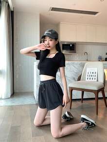 Women's Loose Shorts - Black - View 1