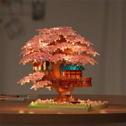 2229pcs Micro Particle Cherry Blossom Tree Building Blocks Toy, Suitable As Desktop Decor, Gift For Women, Girls Birthday/Holiday (More Cost-Effective In Bags)