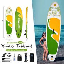 All-Around Inflatable Paddle Board With Full Set Of Accessories.Rebel Adult Inflatable Stand Up Paddleboard 11'2"X 34"X 6" Multi-Color Customizable.Extra-Wide Deck For 2-3 Riders.Lure Fishing S.U.P OmniBoard - Black - View 1