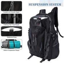 40L Outdoor-Wanderrucksack Herren Damen ,Großes Fassungsvermögen Leichter Reiserucksack,zum Wandern Radfahren Reisen Klettern Trekking,Schwarz