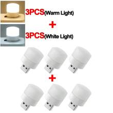 2pcs/6pcs/10pcs USB Night Light, Student Dormitory Bedroom Bedside Emergency Portable Eye-Caring Mini LED Round Lamp