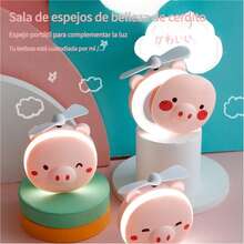 10pcs Nuevo ventilador multifuncional LED con espejo de maquillaje y luz complementaria: Ventilador estético de aguacate con espejo de maquillaje, ventilador mini portátil y manual, ventilador pequeño cargable por USB con luz LED complementaria para estudiantes. Espejo personal portátil, ventilador lindo y pequeño como regalo. - Rosa - Ver 4