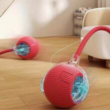 1 Piece USB Rechargeable Interactive Toy Ball For Cats, Auto Electric Rolling Ball As Birthday Gift For Dogs/Cats, Auto Smart Chewable Toy With Tail, Unicolor Smart Ball Tied To Harness, Interactive Cat Ball Toy, Indoor Cat Toy