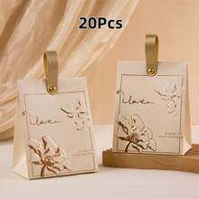 20/50 件奶油白色压花玫瑰花糖果盒，婚礼礼品盒配皮绳礼品袋，巧克力糖果包装礼盒，适用于婚礼派对装饰 - 彩色 - 查看 13