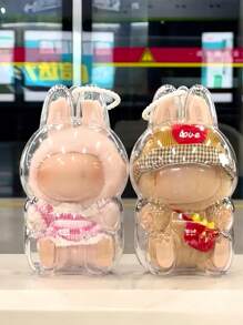 1PC Acrylic Standing Display Case For Labubu 2025 - Dustproof Protective Cover For The Monsters Doll Collectibles, Clear Pendant Holder, Excludes Dolls - Single Pack