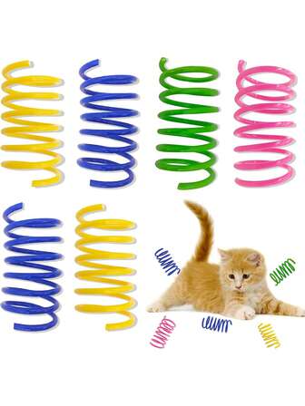 4pcs Spiral Spring Cat Toys, Creative Playthings To Kill Time And Keep Cats Engaged, Sturdy Heavy Duty Plastic Springs, Colorful Spring Cat Toys For Batting, Biting, Hunting