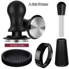1 juego de 51/53/58mm Espresso Coffee Tamper Kit, 4/8 piezas, incluye Espresso Tamper, Anillo de dosificación magnético de metal, Estera para tamizar y Distribuidor de Pin, Base espiral de acero inoxidable con presión ajustable, adecuado para entusiastas del café en negocios y en el hogar, manualidades, fiestas, oficina y vuelta al cole