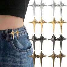 8 sets de boutons d'ajustement de la taille du pantalon en forme d'étoile, ensembles de boucles de ceinture réglables sans couture et sans outil, boucles de ceinture décoratives amovibles, boutons et épingles pour jeans, pantalons, jupes et manches larges