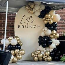 5 10 18 Inch Black Sand White Champagne Gold Latex Balloons Arch Garland Kit, 127Pcs Bow Ribbons With Black Beige Cream Explosion Star Foil Balloons For Babyshower Engagement Wedding Bachelorette Party 13 16 18 21 30 40 Birthday Decorations - Color Mixing - View 5