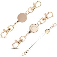 1pc Fashion Gold Plated Adjustable Initial Hook Clasp - Multi-Purpose Retractable Lanyard For Bags, Cards, Keys, Convenient For Daily Use, Personalized Gift - Apricot - View 25