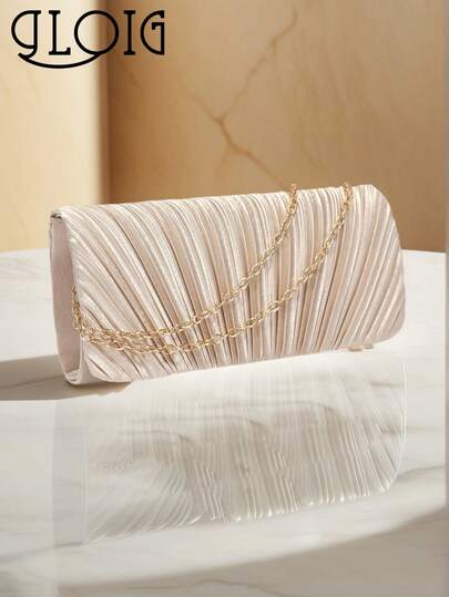 Silver Clutch Bags V Design Metal Chain Glitter Sequined Evening Bags With Envelope Party Wedding Casual Lady Handbags Banquet Dinner Purse