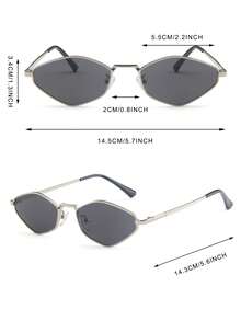 1 Pair Women's Silver Geometric Metal Frame Solid Color Vintage Fashion Glasses, Suitable For Summer Beach Vacation, Outdoor Activities And Travel, Casual Geometric Frame, Suitable For Going Out And Back To School Season - Silver - View 5