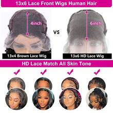 13x6 Transparent Lace Front Wigs Human Hair Body Wave 28inch Transparent Lace Front Human Hair Wig For Women Body Wave Wigs Human Hair - Natural Black - Xem 5