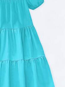 Seven Princess 1 pièce Robe à manches courtes style coréen décontracté confortable avec col rond, convient pour l'été, les vacances ou les sorties