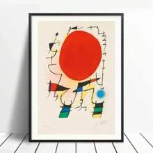 1pc Vibrant Modern Pop Wall Art Joan Miro Surrealism Colorful Abstract Canvas Poster Prints For Bedroom Living Room Decor Perf Optional Frame ﻿