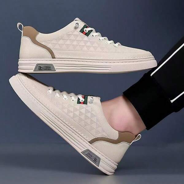 Zapatos Casuales Clásicos con Cordones,Resistentes al Desgaste e Impermeables, Casuales y Bajas con Cordones Planos.Zapatos Deportivos De Competencia , Ligeros Y Antideslizantes,iadecuados Para Entrenamiento Y Actuación En Interiores!Zapatillas de deporte para hombre,Zapatos de skate transpirables y modernos para hombre, blancos, de estilo bajo y casuales, con cordones-Parte superior de piel de PU resistente al desgaste, interior de tela transpirable, plantilla de tela,suela de PVC antideslizante, punta redonda, perfectas para uso casual al aire libre en otoño, primavera,verano,invierno,Tenis Calzado Deportivo Clásico Cómodos Zapatillas clásicas de blanca elástica para Hombre,un solo paso para usar,para uso informal y deportivo