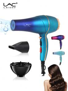 LAC 2200W Professional Ionic Hair Dryer Fast Drying Blow Dryer With Hot & Cold Air Settings, Powerful Low Noise Hair Styling Tool For Home & Salon Use, Lightweight Design, 3 Colors Available - EU C Type Plug(220-240V) - View 1