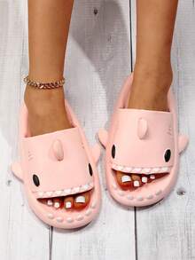 Chanclas con forma de tiburón, sandalias de suela gruesa de dedo abierto, zapatillas de playa con diseño de dibujos animados, zapatillas de pareja, zapatillas para hombre y mujer, zapatos de fiesta de vacaciones de verano - Rosa - Ver 4