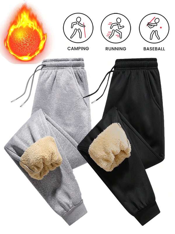 Pantalones jogger de felpa suave para hombre - Entrenamiento y uso casual en clima frío, Invierno