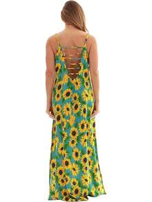 Tie Dye Spaghetti Strap Maxi Dress - Green - View 3