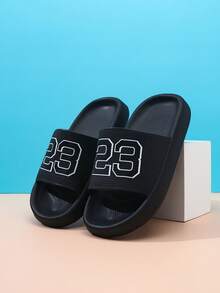 Kids EVA Foam Slippers, Lightweight Non-Slip Thick Sole Casual Home Beach Slides, Simple Solid Color, Unisex For Big Kids - Black - View 5