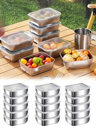 Stainless Steel Food Storage Containers, Food Organizers With Lids, Suitable For Outdoor Picnic, Meal Prep, Fridge Storage And Kitchen Organization